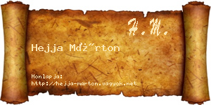 Hejja Márton névjegykártya